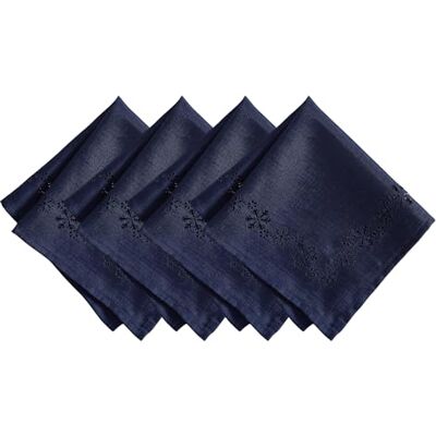 Elrene Home Fashions Set di 4 tovaglioli di stoffa con fiocchi di neve, tagliati al laser, 43 x 43 cm, colore: blu fiocco di neve Elrene Home Fashions Set di 4 tovaglioli di stoffa con fiocchi di neve, tagliati al laser, 43 x 43 cm, colore: blu fiocco di neve