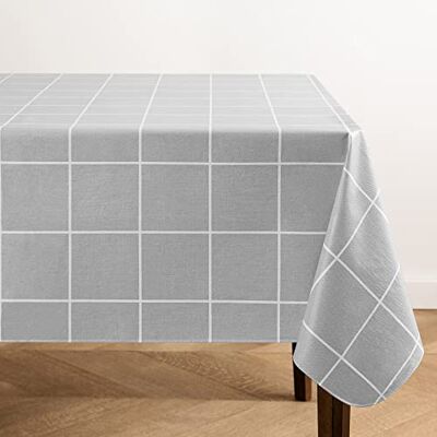Elrene Home Fashions Tovaglia in vinile impermeabile e antimacchia con retro in flanella, 132 x 132 cm, quadrata, grigio Elrene Home Fashions Tovaglia in vinile impermeabile e antimacchia con retro in flanella, 132 x 132 cm, quadrata, grigio