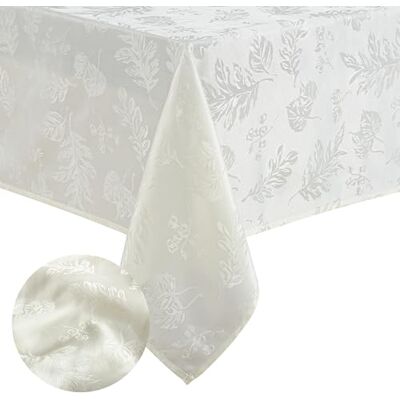 Elrene Home Fashions Elegante tovaglia damascata jacquard con foglie, 132 x 132 cm, quadrata, avorio Elrene Home Fashions Elegante tovaglia damascata jacquard con foglie, 132 x 132 cm, quadrata, avorio