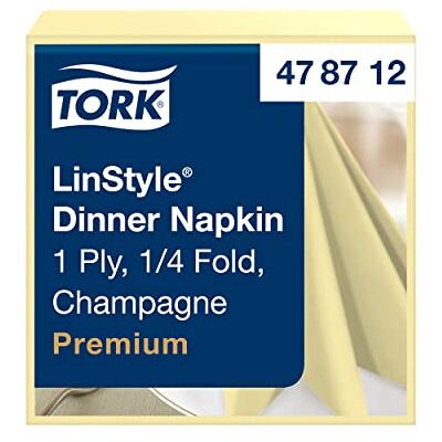 Tork LinStyle Tovagliolo Dinner champagne Premium (piegato in 4), monovelo, 12 pacchi x 50 tovaglioli (600 pz), 39 cm (lungh.) x 39 cm (largh.) Tork LinStyle Tovagliolo Dinner champagne Premium (piegato in 4), monovelo, 12 pacchi x 50 tovaglioli (600 pz), 39 cm (lungh.) x 39 cm (largh.)