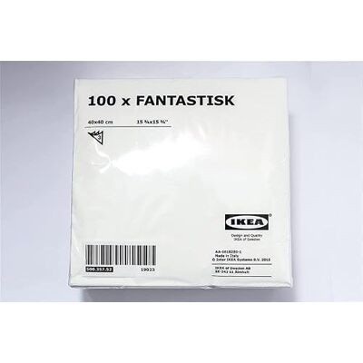 Ikea 2 tovaglioli di carta Fantastisk a triplo strato, 40 x 40 cm, confezione da 100 pezzi, colore: Bianco Ikea 2 tovaglioli di carta Fantastisk a triplo strato, 40 x 40 cm, confezione da 100 pezzi, colore: Bianco
