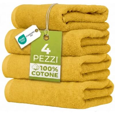 Ruggeri Set 4 Pezzi Asciugamani Bagno Ospiti, 40x50 cm, Cotone, Giallo 500 g/m², tessuto Dobby, 4 ospite 40x50 cm, Lavabile in Lavatrice, 100% Cotone Ruggeri Set 4 Pezzi Asciugamani Bagno Ospiti, 40x50 cm, Cotone, Giallo 500 g/m², tessuto Dobby, 4 ospite 40x50 cm, Lavabile in Lavatrice, 100% Cotone