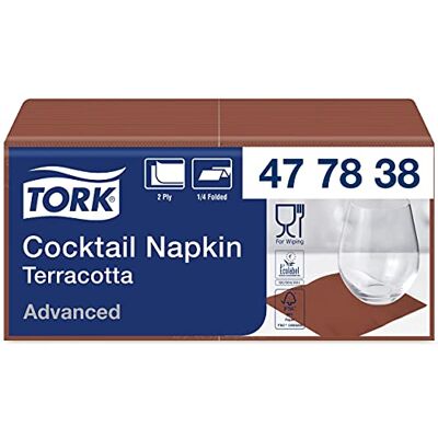 Tork Tovagliolo Cocktail terracotta Advanced, 2 veli, 12 pacchi x 200 tovaglioli (2400 pz), 24 cm (lungh.) x 23,8 cm (largh.) Tork Tovagliolo Cocktail terracotta Advanced, 2 veli, 12 pacchi x 200 tovaglioli (2400 pz), 24 cm (lungh.) x 23,8 cm (largh.)