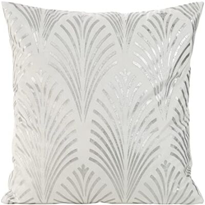 Eurofirany Elegante federa in velluto con stampa, 45 x 45 cm, federa in velluto, morbida federa per divano, motivo a fiocchi, colore bianco Eurofirany Elegante federa in velluto con stampa, 45 x 45 cm, federa in velluto, morbida federa per divano, motivo a fiocchi, colore bianco