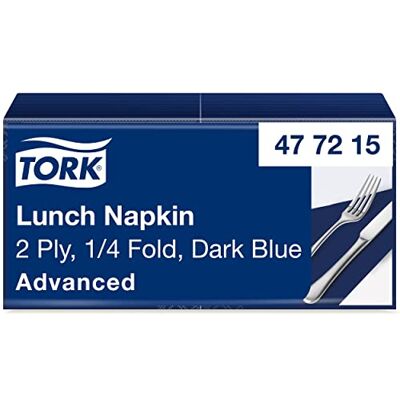 Tork Tovagliolo Lunch blu scuro Advanced, 2 veli, piegato in 4, 10 pacchi x 200 tovaglioli (2000 pz), 33 cm (lungh.) x 32,6 cm (largh.) Tork Tovagliolo Lunch blu scuro Advanced, 2 veli, piegato in 4, 10 pacchi x 200 tovaglioli (2000 pz), 33 cm (lungh.) x 32,6 cm (largh.)
