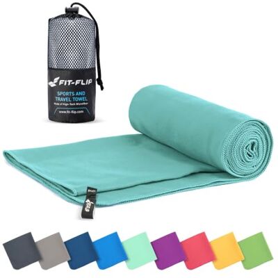 Fit-Flip Asciugamano microfibra compatto e ultraleggero asciugamani palestra il perfetto telo mare grande ottimale per viaggio, sport e piscina Fit-Flip Asciugamano microfibra compatto e ultraleggero asciugamani palestra il perfetto telo mare grande ottimale per viaggio, sport e piscina
