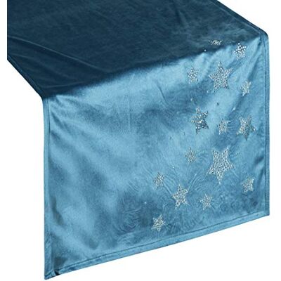 Eurofirany tovaglia centrotavola centrotavola Decorazione da Tavolo tovaglia Natale Stelle Velluto Blu Navy 40 x 140 cm Eurofirany tovaglia centrotavola centrotavola Decorazione da Tavolo tovaglia Natale Stelle Velluto Blu Navy 40 x 140 cm