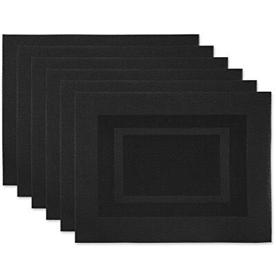 DII Set di tovagliette da tavolo in PVC intrecciato, per interni ed esterni, 33 x 44 cm, nero, 6 pezzi DII Set di tovagliette da tavolo in PVC intrecciato, per interni ed esterni, 33 x 44 cm, nero, 6 pezzi