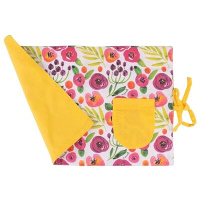 Tivoli Tovaglietta ufficio richiudibile con tasca portaposate 45x30 cm, decoro floreale, giallo, Acquerello Tivoli Tovaglietta ufficio richiudibile con tasca portaposate 45x30 cm, decoro floreale, giallo, Acquerello
