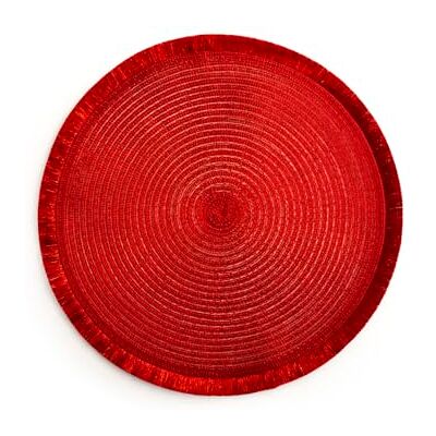 H&H Set 6 Tovagliette in Polipropilene, Tonde, Glitterate, Rosso, 38cm H&H Set 6 Tovagliette in Polipropilene, Tonde, Glitterate, Rosso, 38cm