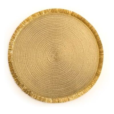 H&H Set 6 Tovagliette in Polipropilene, Tonde, Glitterate, Oro, 38cm H&H Set 6 Tovagliette in Polipropilene, Tonde, Glitterate, Oro, 38cm