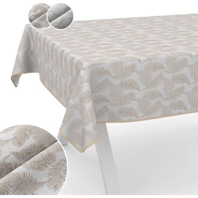 ANRO Tovaglia in tessuto lavabile, in lurex, rivestita in teflon, facile da pulire, effetto loto, impermeabile e antimacchia, 100 x 140 cm, con orlo (orlato), oro ANRO Tovaglia in tessuto lavabile, in lurex, rivestita in teflon, facile da pulire, effetto loto, impermeabile e antimacchia, 100 x 140 cm, con orlo (orlato), oro