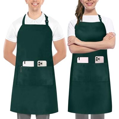 Utopia Kitchen 2 Pezzi Grembiule cucina per uomini e donne regolabile 2 tasche Cuoco Grembiule con nastri lunghi per barbecue, ristoranti, caffetterie e giardinaggio, Verde Utopia Kitchen 2 Pezzi Grembiule cucina per uomini e donne regolabile 2 tasche Cuoco Grembiule con nastri lunghi per barbecue, ristoranti, caffetterie e giardinaggio, Verde
