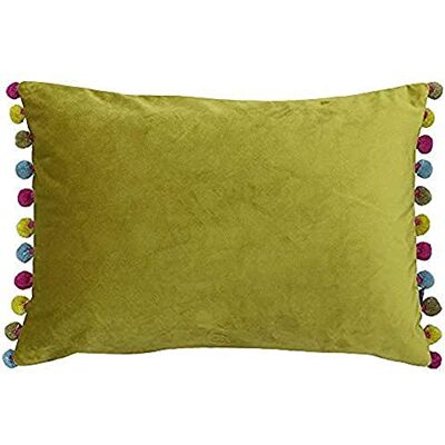Paoletti - Fiesta Velvet Pom Pom Trimmed - Giallo - Cushion Paoletti - Fiesta Velvet Pom Pom Trimmed - Giallo - Cushion