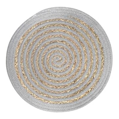 H&H Set 6 Tovagliette Tonde, Grigie, Seagrass, 38cm H&H Set 6 Tovagliette Tonde, Grigie, Seagrass, 38cm