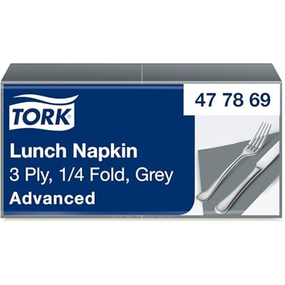 Tork Tovagliolo Lunch Morbido Grigio, Piegato 1/4, 3 Veli, 150 Tovaglioli, 16,4 cm x 16,3 cm, Tork Tovagliolo Lunch Morbido Grigio, Piegato 1/4, 3 Veli, 150 Tovaglioli, 16,4 cm x 16,3 cm,
