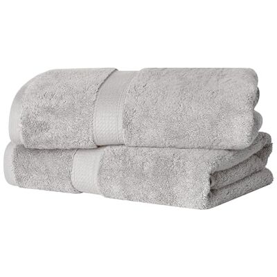 Superior Set di 2 teli da bagno in fibra di cotone egiziano, soffici e spessi, assorbenti, per bagno degli ospiti, hotel, spa, bagno di casa, doccia, argento Superior Set di 2 teli da bagno in fibra di cotone egiziano, soffici e spessi, assorbenti, per bagno degli ospiti, hotel, spa, bagno di casa, doccia, argento