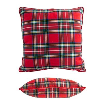 H&H -Scottish, cuscino arredo, a quadri, trama scozzese, rosso, natalizio, 45x45 cm H&H -Scottish, cuscino arredo, a quadri, trama scozzese, rosso, natalizio, 45x45 cm
