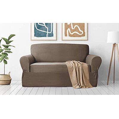 Zenna Home , Copertura per mobili marrone/cioccolato: fodera elasticizzata in peluche 1 pezzo Loveseat Zenna Home , Copertura per mobili marrone/cioccolato: fodera elasticizzata in peluche 1 pezzo Loveseat