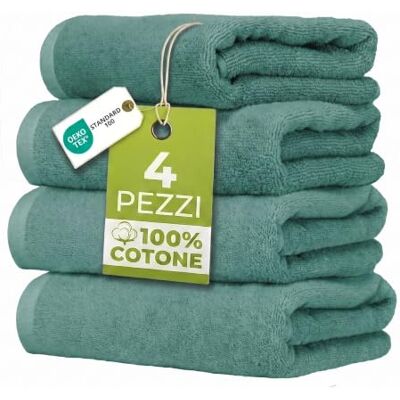 Ruggeri Set 4 Pezzi Asciugamani Bagno Ospiti, 40x50 cm, Cotone, Verde 500 g/m², tessuto Dobby, 4 ospite 40x50 cm, Lavabile in Lavatrice, 100% Cotone Ruggeri Set 4 Pezzi Asciugamani Bagno Ospiti, 40x50 cm, Cotone, Verde 500 g/m², tessuto Dobby, 4 ospite 40x50 cm, Lavabile in Lavatrice, 100% Cotone