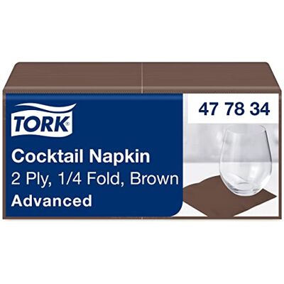 Tork Tovagliolo Cocktail marrone Advanced, 2 veli, 12 pacchi x 200 tovaglioli (2400 pz), 24 cm (lungh.) x 23,8 cm (largh.) Tork Tovagliolo Cocktail marrone Advanced, 2 veli, 12 pacchi x 200 tovaglioli (2400 pz), 24 cm (lungh.) x 23,8 cm (largh.)