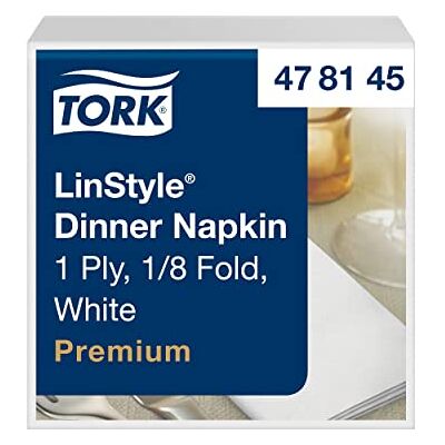 Tork 478145 LinStyle Tovagliolo Dinner (piegato, 12 pacchi x 50 tovaglioli Premium, 8, in, bianco, monovelo, (600 pz), 40 cm (lungh.) x 39 cm (largh.) Tork 478145 LinStyle Tovagliolo Dinner (piegato, 12 pacchi x 50 tovaglioli Premium, 8, in, bianco, monovelo, (600 pz), 40 cm (lungh.) x 39 cm (largh.)