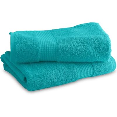 Le linge de Jules Set di 2 lenzuola per doccia, 70 x 130 cm, 100% cotone, 450 g/m2, colore: blu turchese Le linge de Jules Set di 2 lenzuola per doccia, 70 x 130 cm, 100% cotone, 450 g/m2, colore: blu turchese