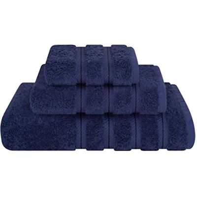 American Soft Linen , Set di 3 asciugamani, 1 asciugamano da bagno, 1 asciugamano per le mani, 1 salvietta, super morbidi e assorbenti, 100% cotone turco, per bagno e cucina, asciugamano da doccia, blu American Soft Linen , Set di 3 asciugamani, 1 asciugamano da bagno, 1 asciugamano per le mani, 1 salvietta, super morbidi e assorbenti, 100% cotone turco, per bagno e cucina, asciugamano da doccia, blu
