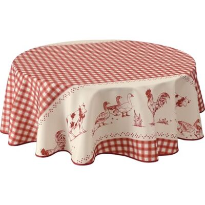 Le linge de Jules Tovaglia antimacchia fattoria rossa, rotonda, 160 cm Le linge de Jules Tovaglia antimacchia fattoria rossa, rotonda, 160 cm