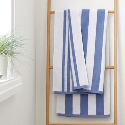 Bianca Asciugamano reversibile in cotone jacquard a righe, 50 x 85 cm, colore: Blu Bianca Asciugamano reversibile in cotone jacquard a righe, 50 x 85 cm, colore: Blu