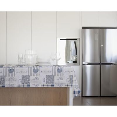 GEMITEX Tovaglia Tradition, Felpata, Cerata, Impermeabile e Antimacchia, Decoro 4164 Tirolese Blue, Ideale x Tavoli Rettangolari da 10/12 persone, 140 x 240 cm MADE IN ITALY, Rifinita con tagliacuci GEMITEX Tovaglia Tradition, Felpata, Cerata, Impermeabile e Antimacchia, Decoro 4164 Tirolese Blue, Ideale x Tavoli Rettangolari da 10/12 persone, 140 x 240 cm MADE IN ITALY, Rifinita con tagliacuci