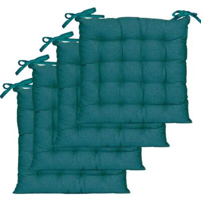 Atout Ciel Set di 4 cuscini quadrati bicolori 40 x 40 cm, blu anatra/senape Atout Ciel Set di 4 cuscini quadrati bicolori 40 x 40 cm, blu anatra/senape