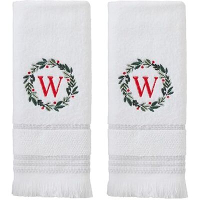 SKL Home Asciugamano Monogramma Ghirlanda (2-Pack), W SKL Home Asciugamano Monogramma Ghirlanda (2-Pack), W