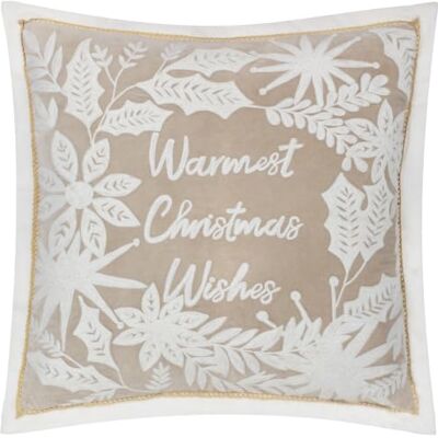 Paoletti Winter Warmest Wishes Copricuscino (Naturale 50x50cm) Stagionale Festivo Ricamato Slogan Foglie Boschive Velluto Di Cotone Bordo Oxford Custodia Decorativa Paoletti Winter Warmest Wishes Copricuscino (Naturale 50x50cm) Stagionale Festivo Ricamato Slogan Foglie Boschive Velluto Di Cotone Bordo Oxford Custodia Decorativa