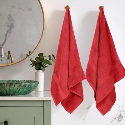 Superior Set di Asciugamani da Bagno in Cotone Egiziano 900 Grammi, 2 Pezzi, Rosso Superior Set di Asciugamani da Bagno in Cotone Egiziano 900 Grammi, 2 Pezzi, Rosso