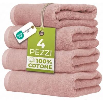 Ruggeri Set 4 Pezzi Asciugamani Bagno Ospiti 40x50 cm in Cotone, Rosa 500 g/m², tessuto Dobby, 4 ospite 40x50 cm, Lavabile in Lavatrice, 100% Cotone Ruggeri Set 4 Pezzi Asciugamani Bagno Ospiti 40x50 cm in Cotone, Rosa 500 g/m², tessuto Dobby, 4 ospite 40x50 cm, Lavabile in Lavatrice, 100% Cotone
