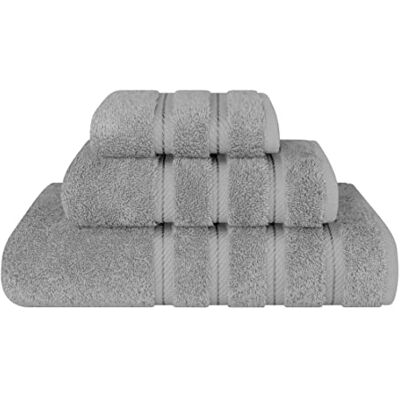 American Soft Linen Set di asciugamani di lusso, 3 pezzi, 1 asciugamano da bagno, 1 asciugamano per le mani, 1 salvietta, asciugamani in 100% cotone turco per bagno, set di asciugamani grigi American Soft Linen Set di asciugamani di lusso, 3 pezzi, 1 asciugamano da bagno, 1 asciugamano per le mani, 1 salvietta, asciugamani in 100% cotone turco per bagno, set di asciugamani grigi