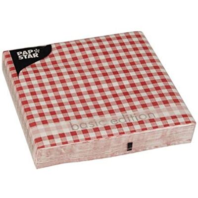 Papstar Générique 30 tovaglioli Vichy in Carta Ovatta Vichy Bianco & Rosso 3 Strati 33x33 cm Papstar Générique 30 tovaglioli Vichy in Carta Ovatta Vichy Bianco & Rosso 3 Strati 33x33 cm