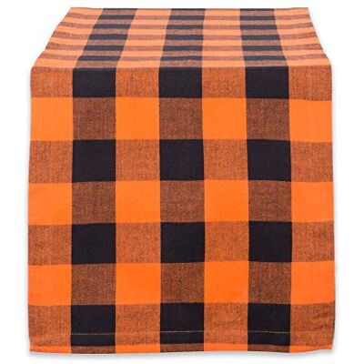 DII Buffalo Check Collection, runner da tavola classico, 35 x 183 cm, arancione e nero DII Buffalo Check Collection, runner da tavola classico, 35 x 183 cm, arancione e nero