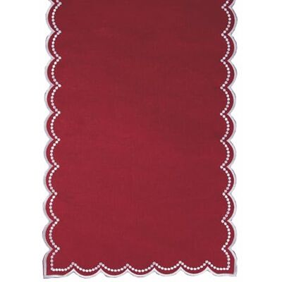 Tivoli Runner rosso 40x173 cm in poliestere, bordo smerlato argento, XMas Tivoli Runner rosso 40x173 cm in poliestere, bordo smerlato argento, XMas