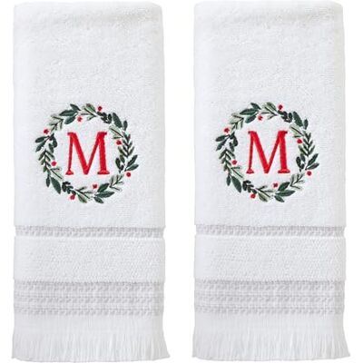 SKL Home Asciugamano con monogramma ghirlanda (confezione da 2), M SKL Home Asciugamano con monogramma ghirlanda (confezione da 2), M