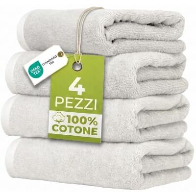 Ruggeri Set 4 Pezzi Asciugamani Bagno Ospiti, 40x50 cm, Cotone, Bianco 500 g/m², tessuto Dobby, 4 ospite 40x50 cm, Lavabile in Lavatrice, 100% Cotone Ruggeri Set 4 Pezzi Asciugamani Bagno Ospiti, 40x50 cm, Cotone, Bianco 500 g/m², tessuto Dobby, 4 ospite 40x50 cm, Lavabile in Lavatrice, 100% Cotone