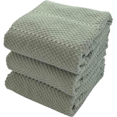 Serafina Home Strofinacci da cucina verde salvia: panno 100% cotone morbido pulizia asciugatura assorbente spugna testurizzata, set di 3 multiuso per uso quotidiano Serafina Home Strofinacci da cucina verde salvia: panno 100% cotone morbido pulizia asciugatura assorbente spugna testurizzata, set di 3 multiuso per uso quotidiano