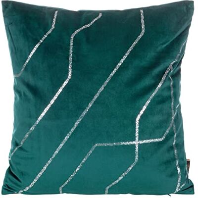 Eurofirany Elegante federa per cuscino in velluto con stampa, 45 x 45 cm, rivestimento in velluto, morbido cuscino da divano, motivo oro, argento, libellula, ape, hummel loto foglie Eurofirany Elegante federa per cuscino in velluto con stampa, 45 x 45 cm, rivestimento in velluto, morbido cuscino da divano, motivo oro, argento, libellula, ape, hummel loto foglie