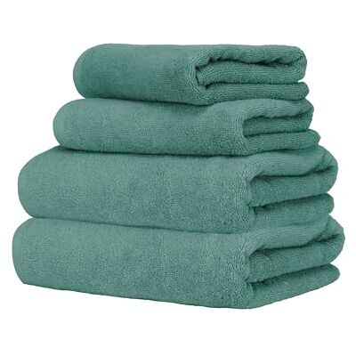 Ruggeri Set 4 Asciugamani Bagno 2 Viso + 2 Ospite, Cotone 500 gr, Verde Ruggeri Set 4 Asciugamani Bagno 2 Viso + 2 Ospite, Cotone 500 gr, Verde