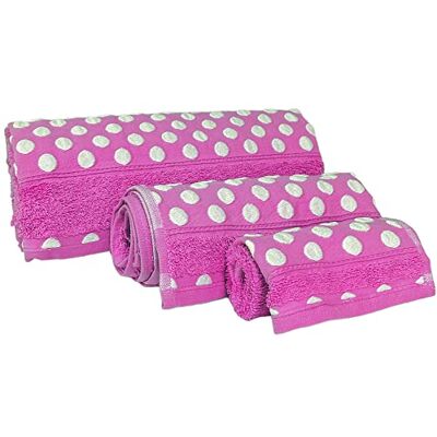 WELL HOME MOBILIARIO & DECORACIÓN 3 asciugamani da bagno in cotone, colore fucsia WELL HOME MOBILIARIO & DECORACIÓN 3 asciugamani da bagno in cotone, colore fucsia