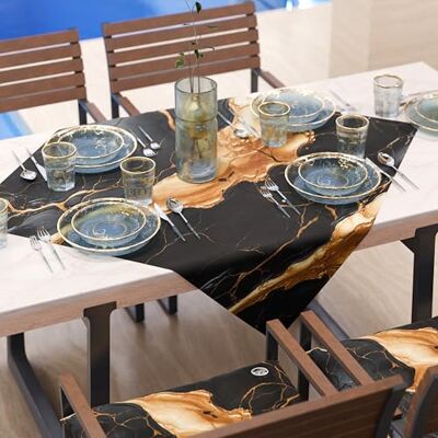 PETTI Artigiani Italiani Tovaglia Centrotavola Moderno Effetto Marmo Nero e Oro, Centrotavola da Cucina 90x90 cm, 100% Made in Italy PETTI Artigiani Italiani Tovaglia Centrotavola Moderno Effetto Marmo Nero e Oro, Centrotavola da Cucina 90x90 cm, 100% Made in Italy