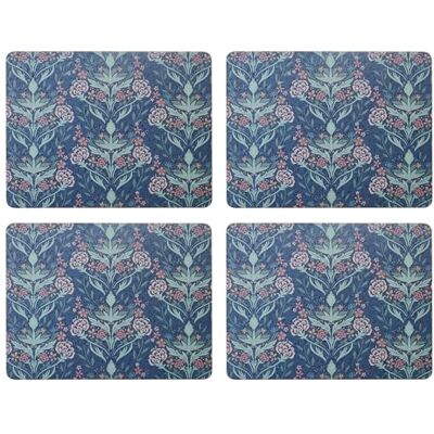 Creative Arts & Crafts Set di 4 tovagliette rettangolari stampate blu, retro in sughero, resistenti al calore, resistenti alle macchie, protezione della superficie fino a 120 °C Creative Arts & Crafts Set di 4 tovagliette rettangolari stampate blu, retro in sughero, resistenti al calore, resistenti alle macchie, protezione della superficie fino a 120 °C
