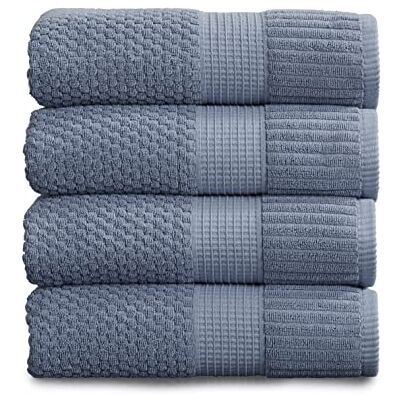 NY Loft Badetücher aus 100% Baumwolle, super weiche und saugfähige, schnell trocknende Badetücher, 76,2 x 132,1 cm, Collezione Trinity (4 Stück Badetücher, Feuersteinstein) NY Loft Badetücher aus 100% Baumwolle, super weiche und saugfähige, schnell trocknende Badetücher, 76,2 x 132,1 cm, Collezione Trinity (4 Stück Badetücher, Feuersteinstein)