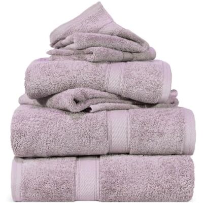 Superior Set di Asciugamani in Cotone Egiziano 900 Grammi, 6 Pezzi, Viola Superior Set di Asciugamani in Cotone Egiziano 900 Grammi, 6 Pezzi, Viola